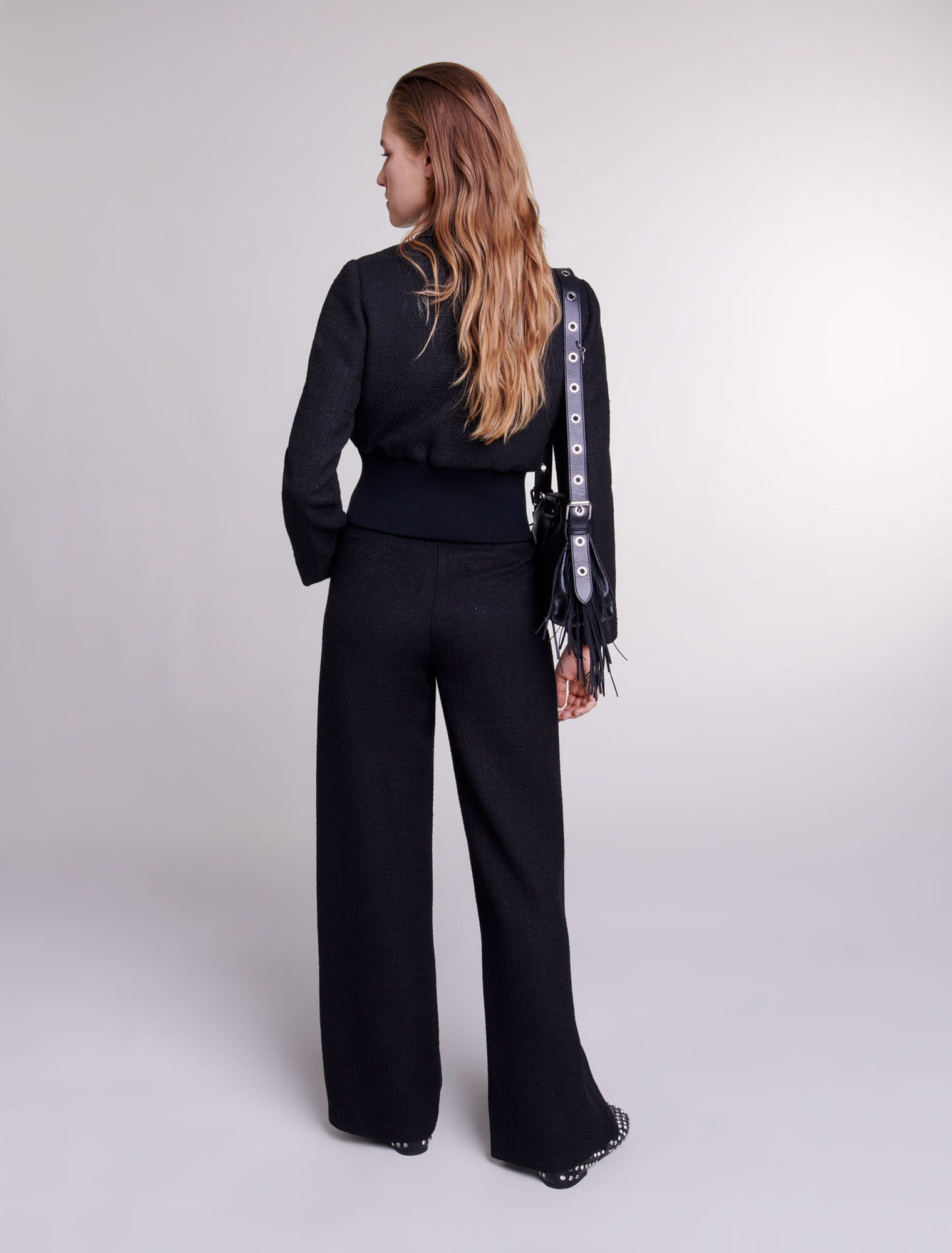 Pantaloni larghi in tweed