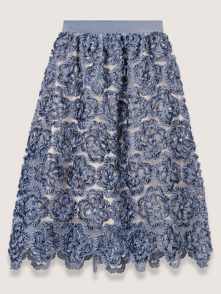 Gonna lunga organza motivo floreale