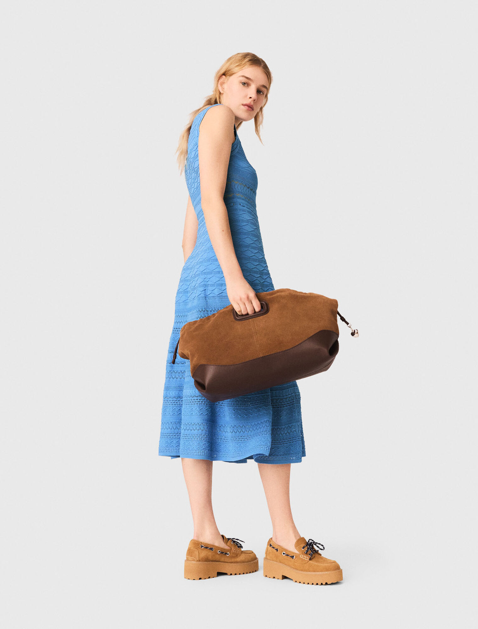 Abito lungo in maglia pointelle