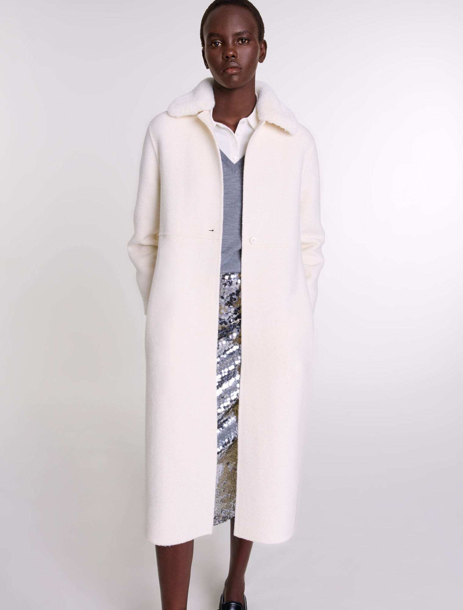 Cappotto in lana collo rimovibile