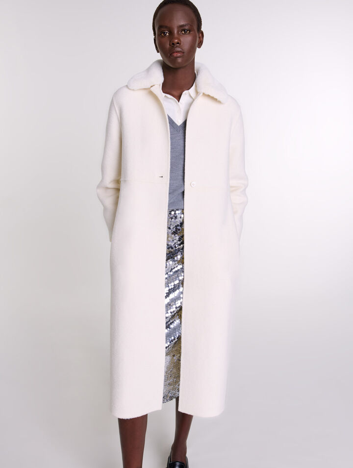 Cappotto in lana collo rimovibile