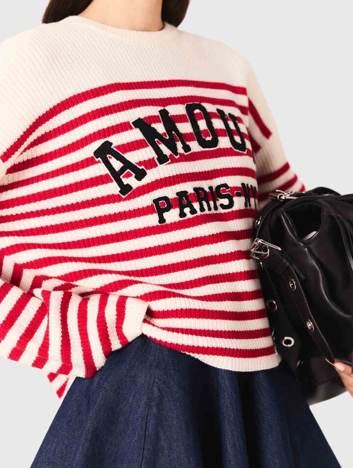 Maglione a righe in maglia a coste