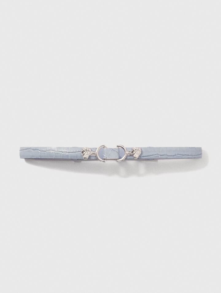 Cintura fine in pelle fibbia leone