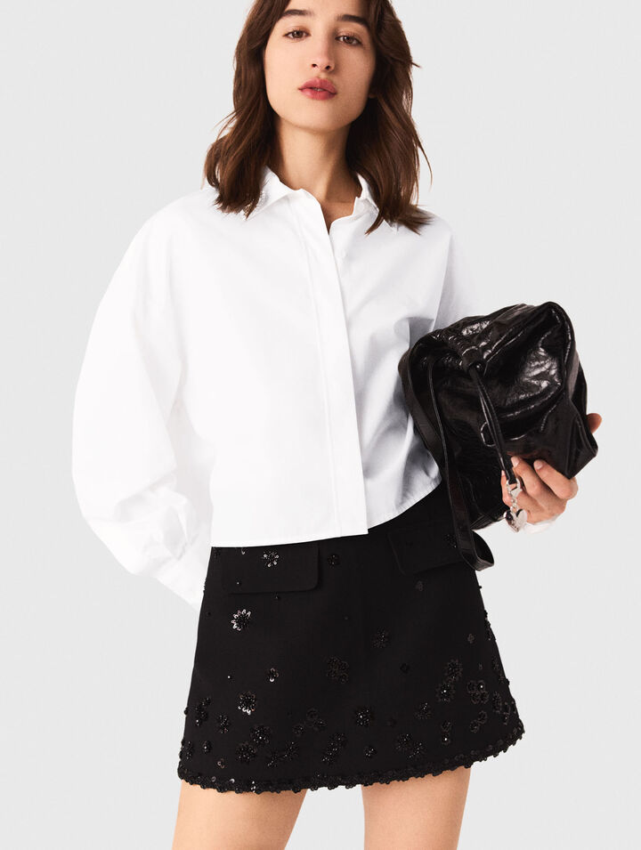 Shorts trompe l'œil ricamati