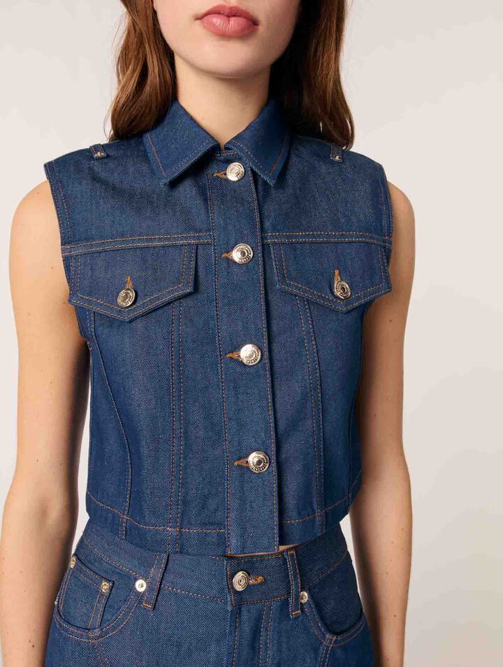 Panciotto corto in denim