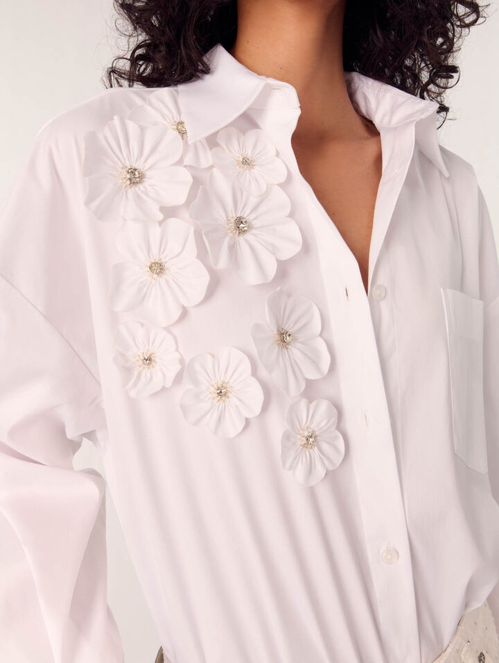 Camicia lunga ricamata a fiori