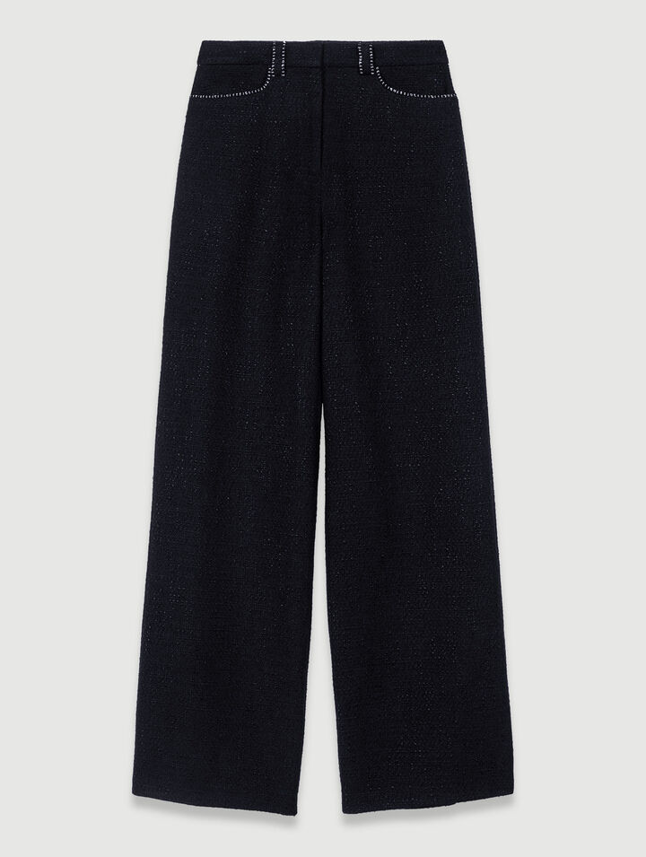 Pantaloni larghi in tweed