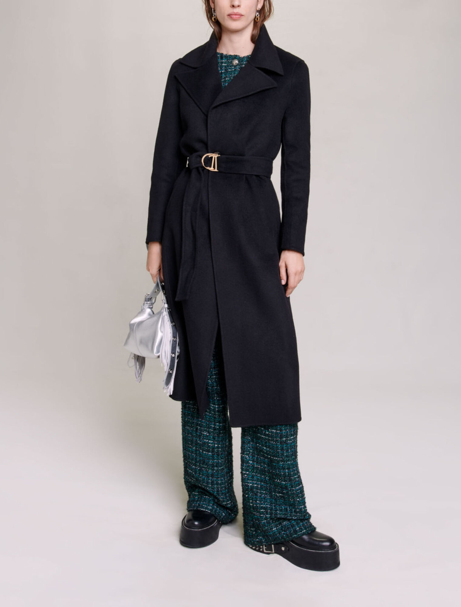 Cappotto double-face con cintura