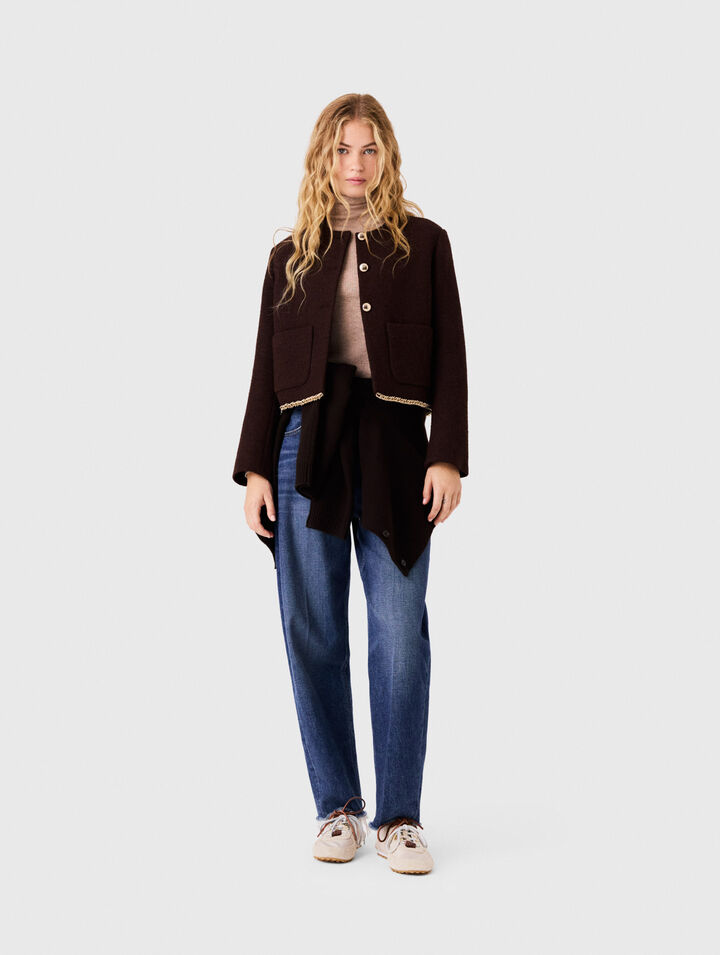 Giacca in tweed con profilo catena