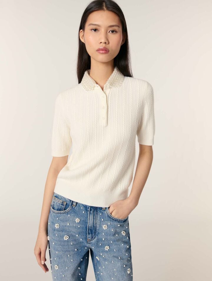 Polo in maglia con collo rimovibile