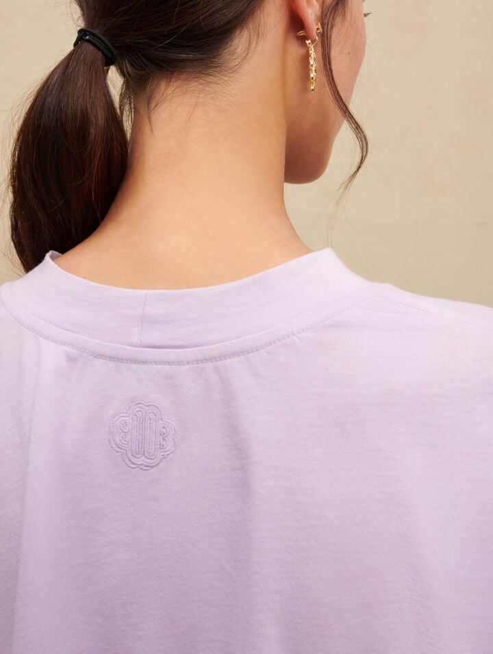 T-shirt cropped con stampa palme
