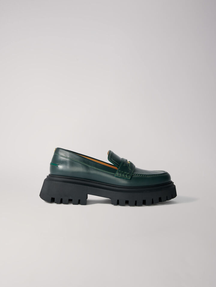 Mocassini con plateau in pelle