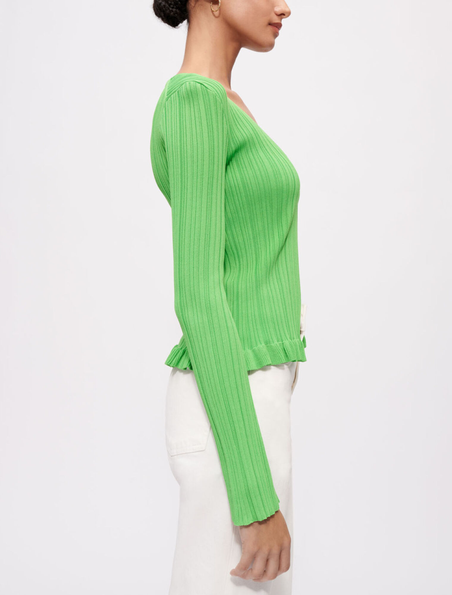 Cardigan in maglia a coste e arricciato