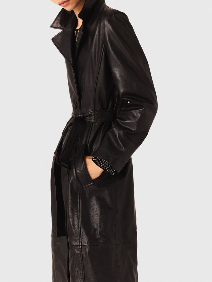Trench lungo in pelle