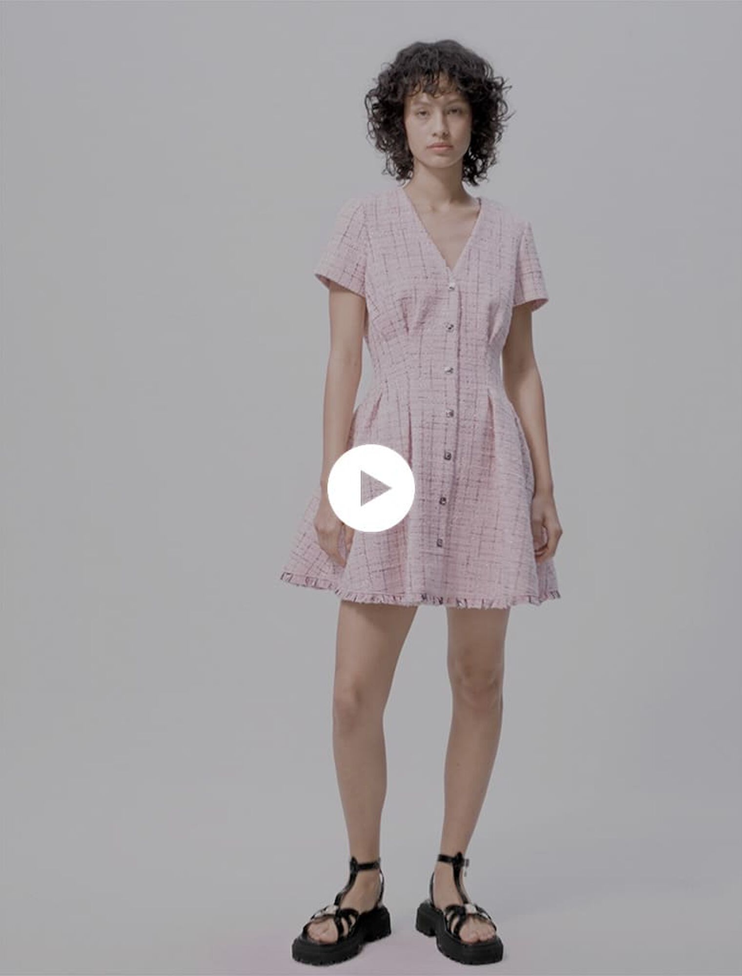 Abito babydoll in tweed