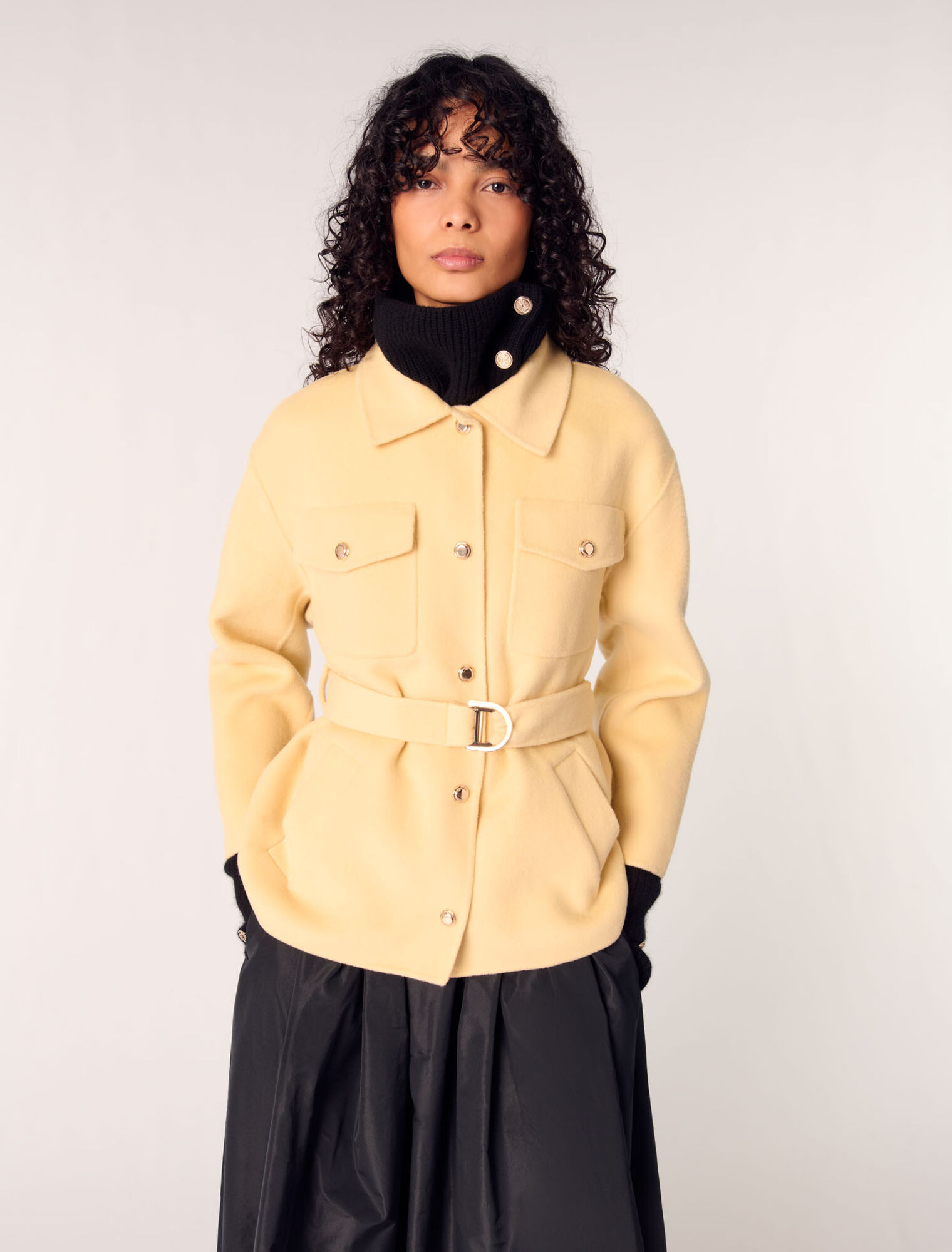 Cappotto corto double face cintura