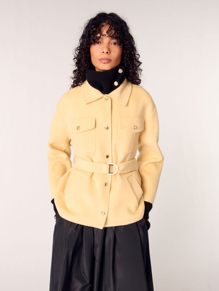 Cappotto corto double face cintura
