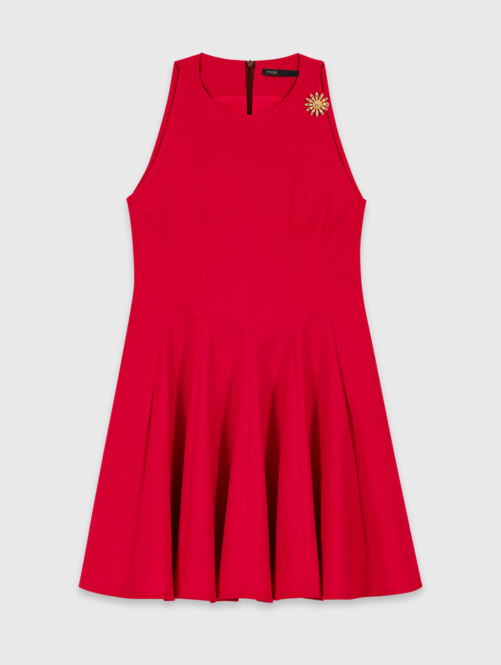 Abito corto svasato in misto lino