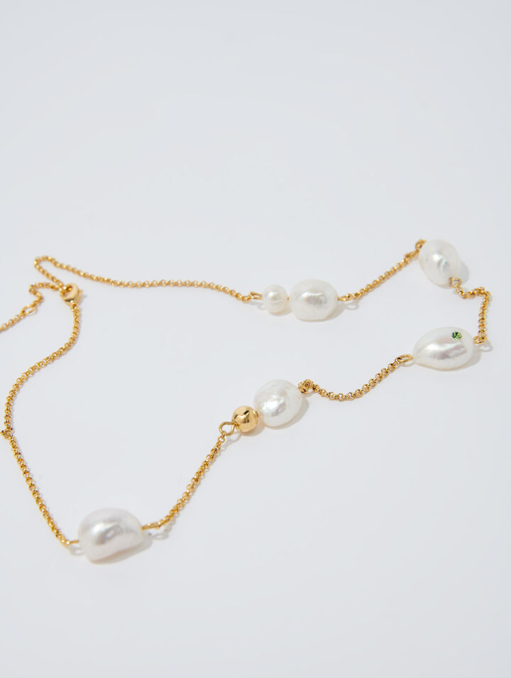 Collana con catena d'oro e perle