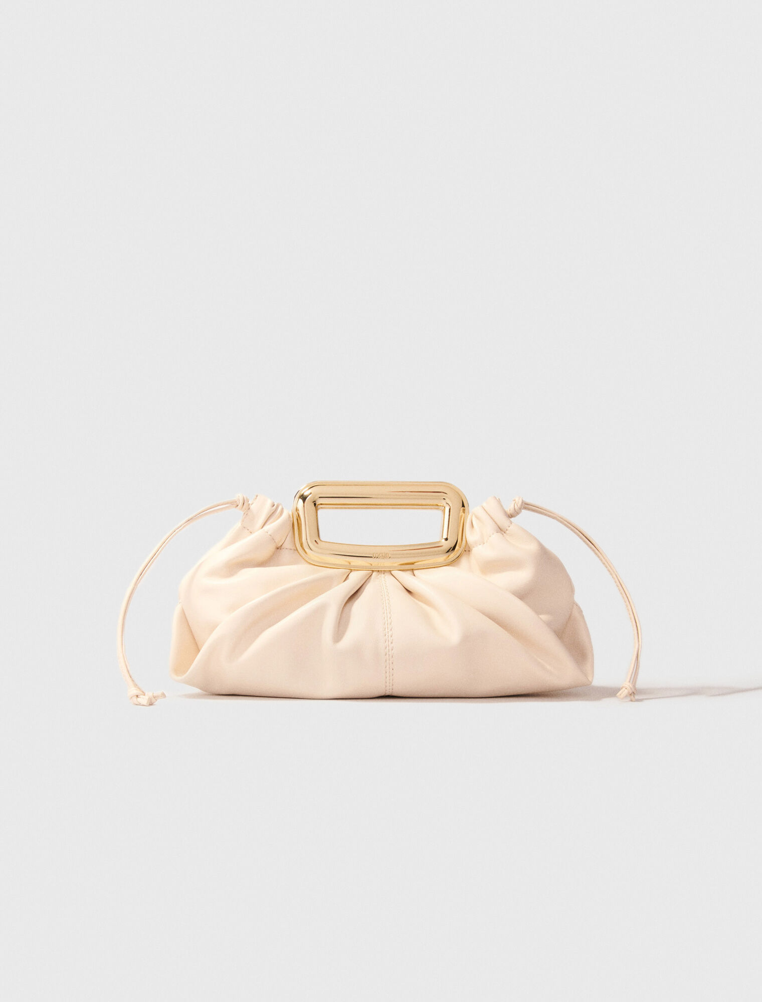 Clutch in pelle manico in metallo