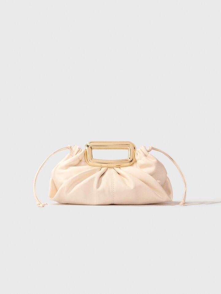 Clutch in pelle manico in metallo