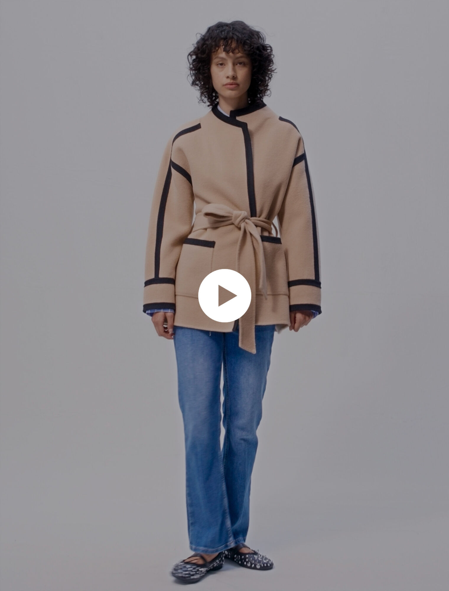 Cappotto corto bicolore