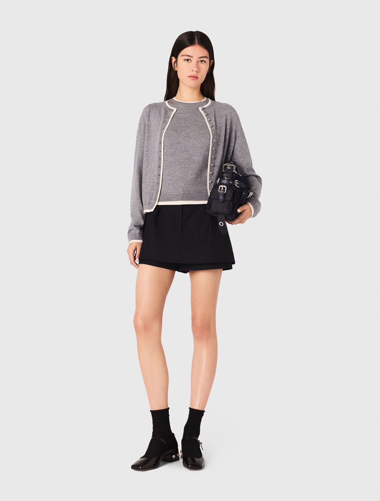 Cardigan 100% lana con strass