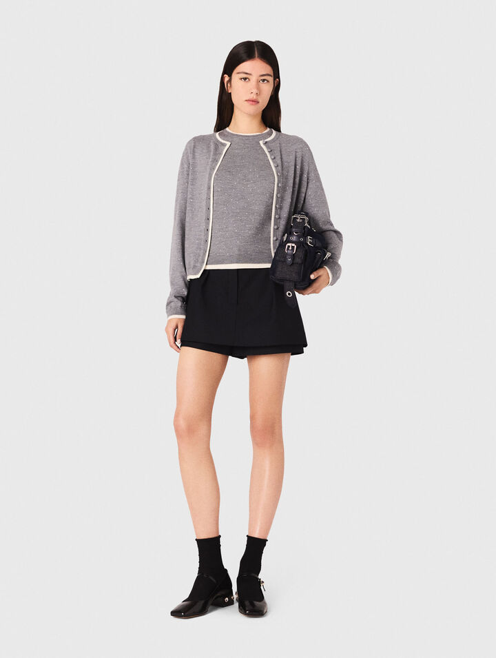 Cardigan 100% lana con strass