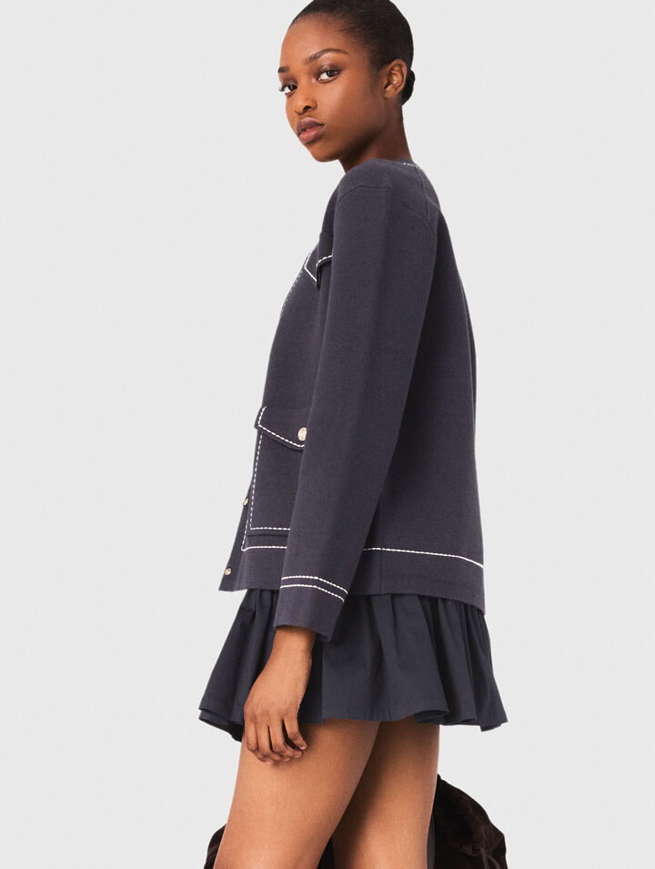 Cardigan lungo in maglia trapuntata
