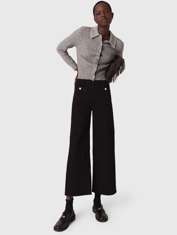 Jeans dritti con tasche applicate
