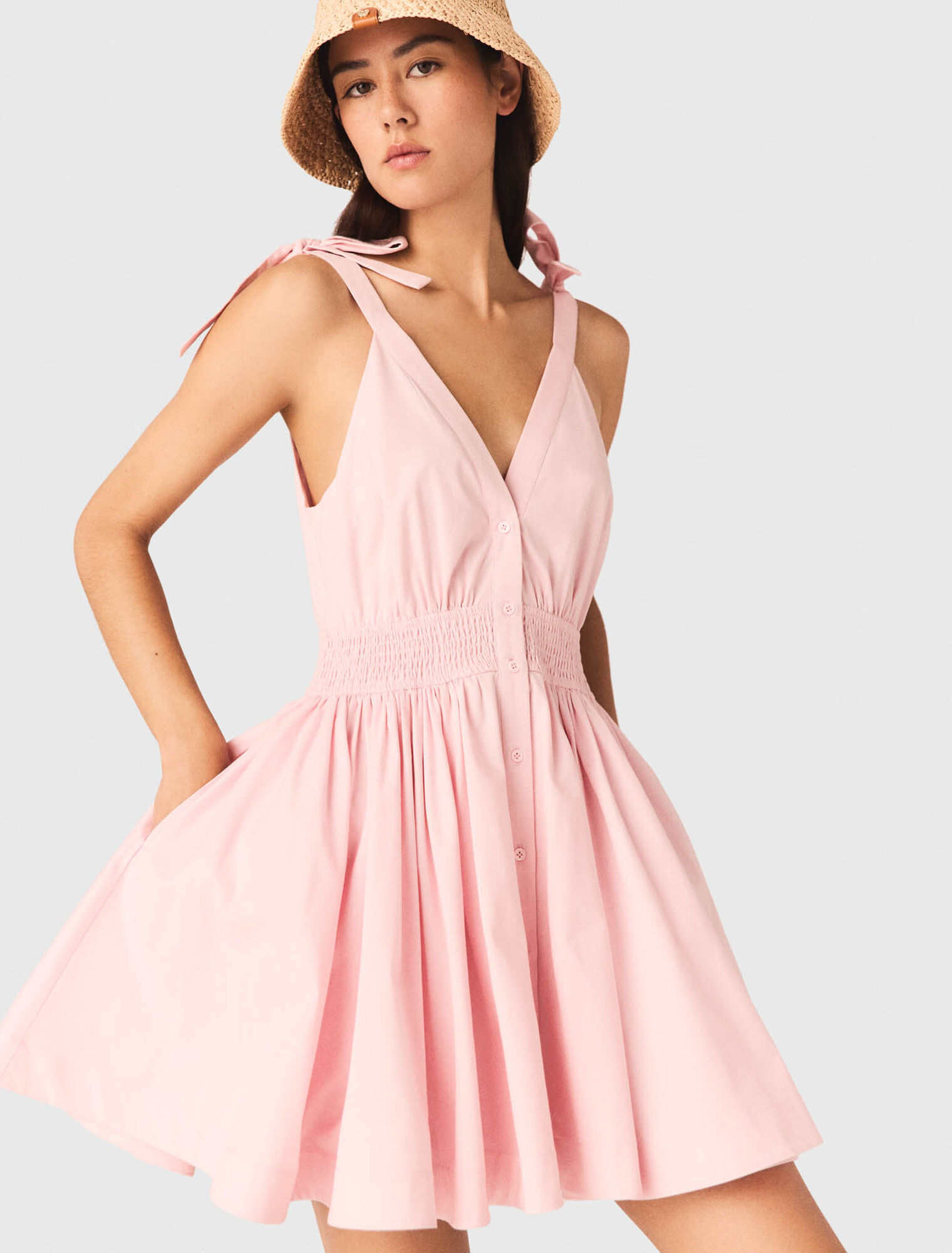 Abito corto svasato in cotone