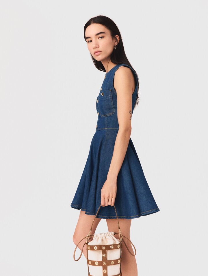 Abito corto in denim svasato