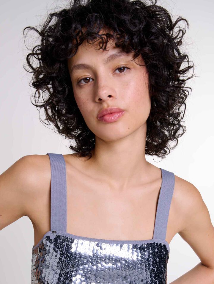 Top in maglia glitterata