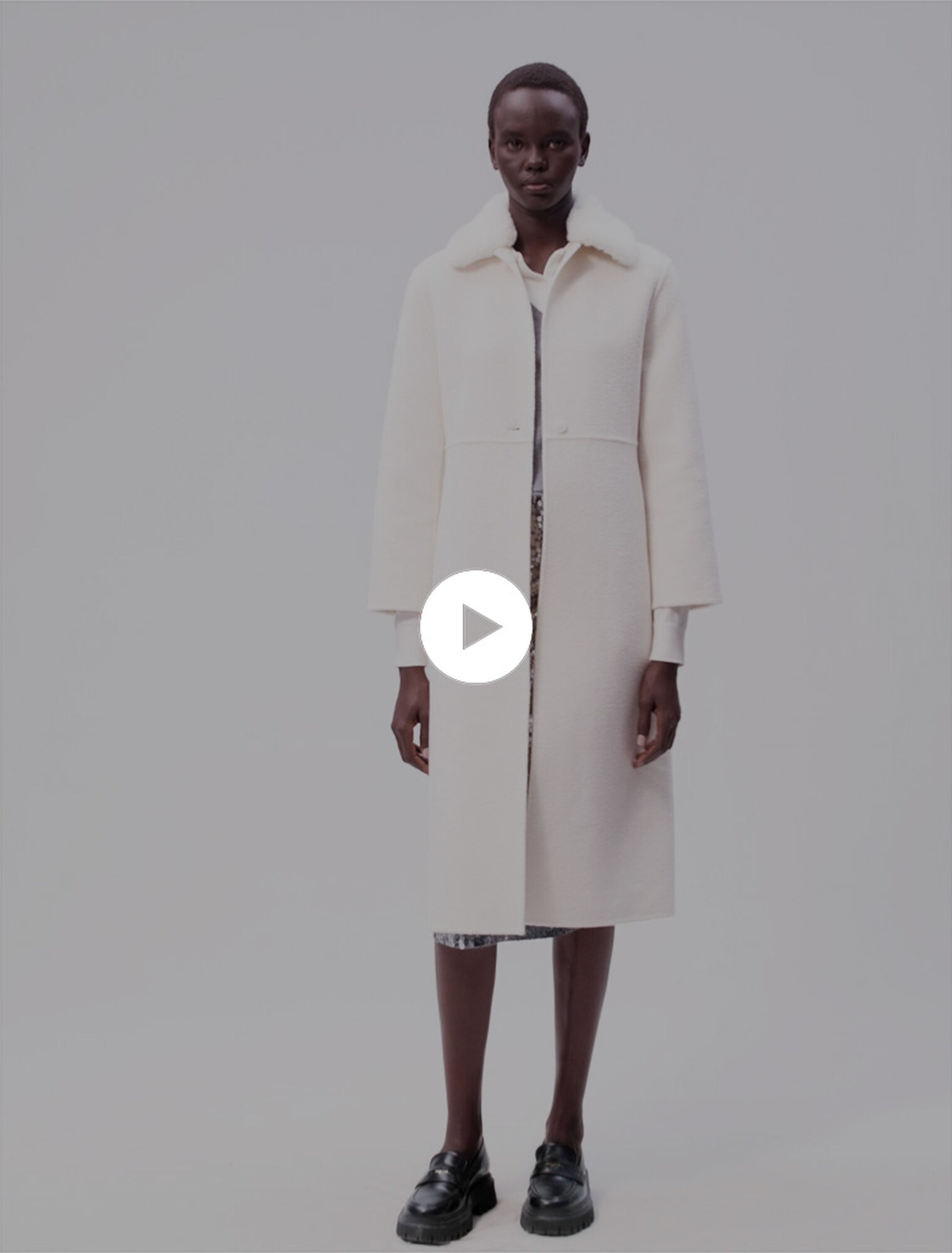 Cappotto in lana collo rimovibile