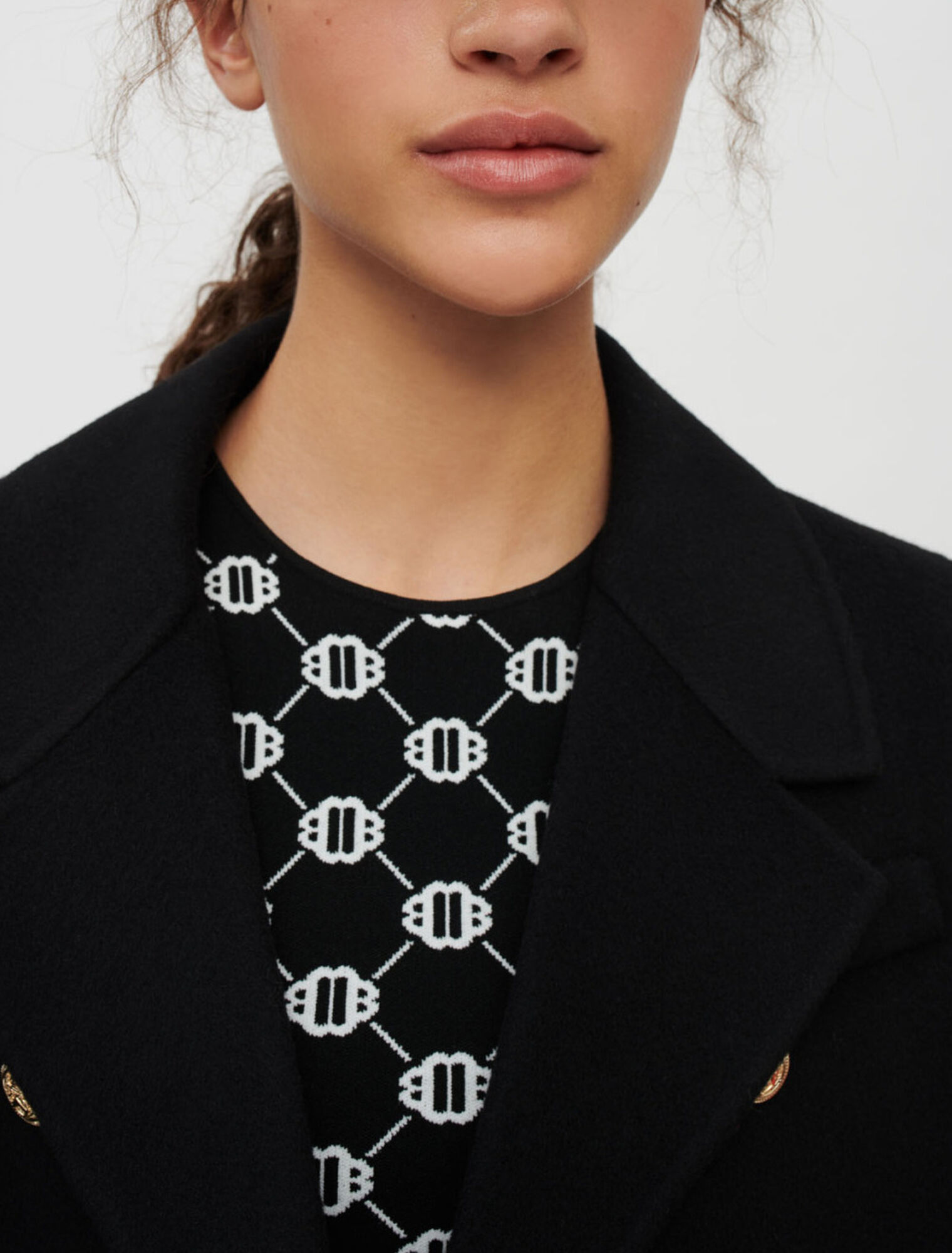 Cappotto double face nero con cintura