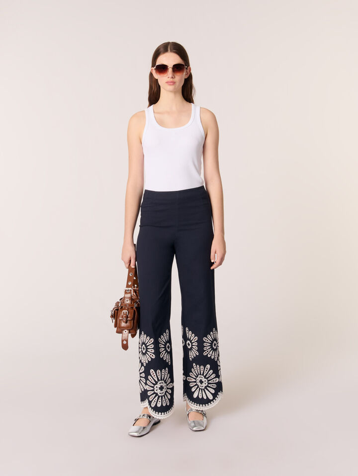 Pantaloni con dettagli in crochet