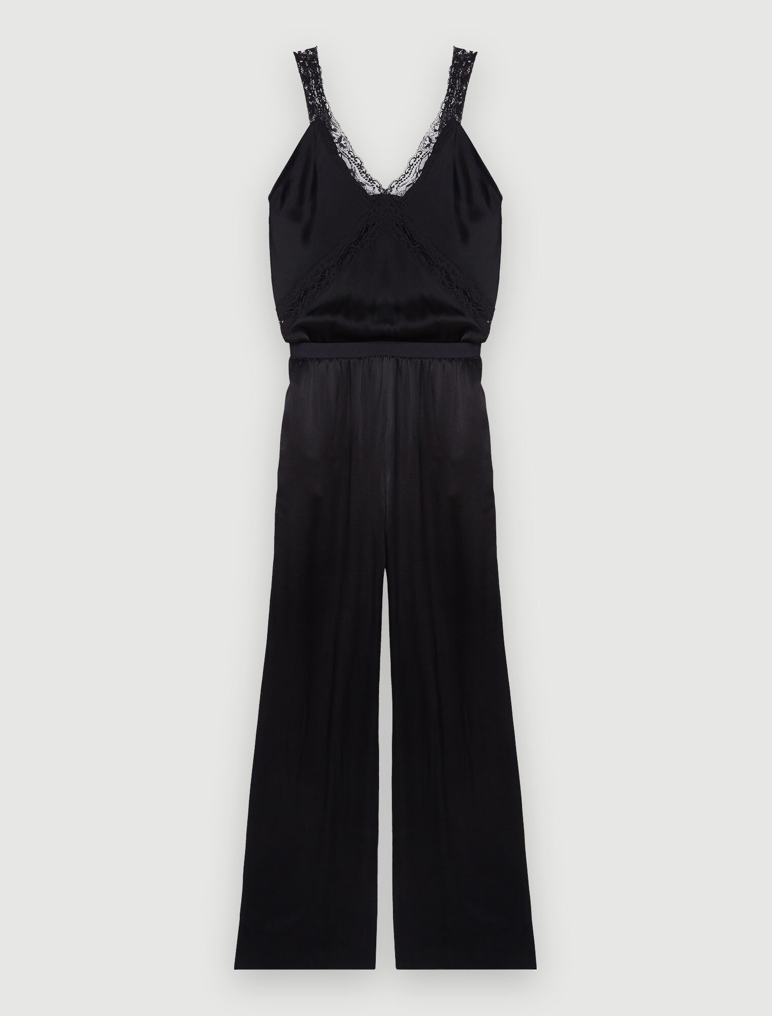 Tuta-pantaloni con spalline in raso