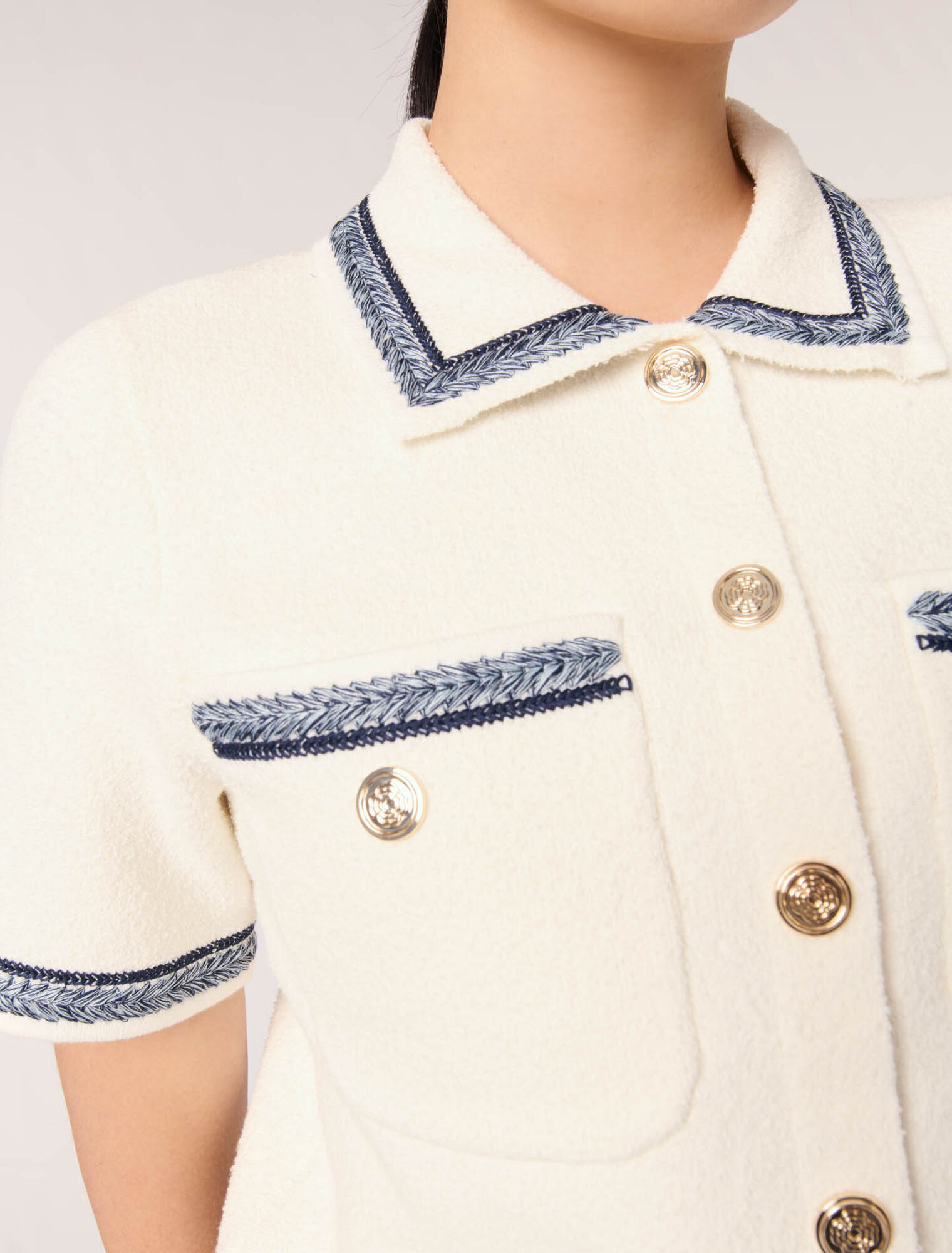 Cardigan corto passamani contrasto