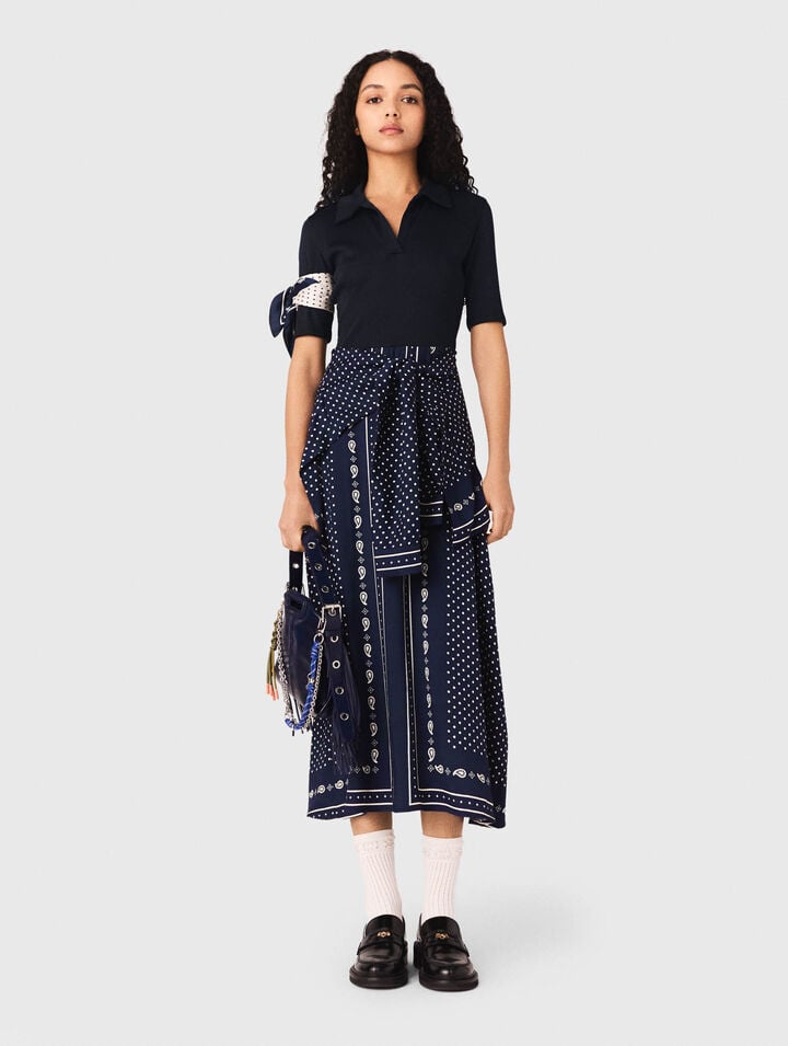 Abito bimateriale con stampa