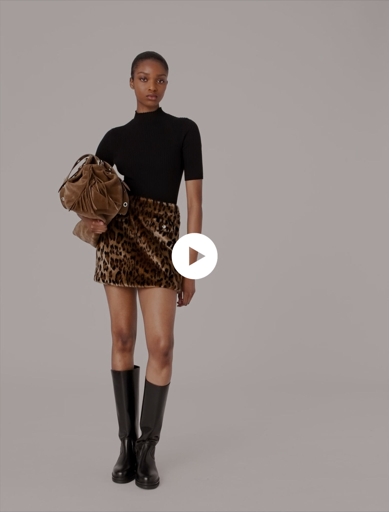 Minigonna in eco-pelliccia leopard