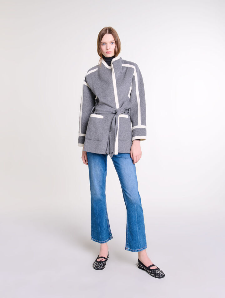 Cappotto corto bicolore