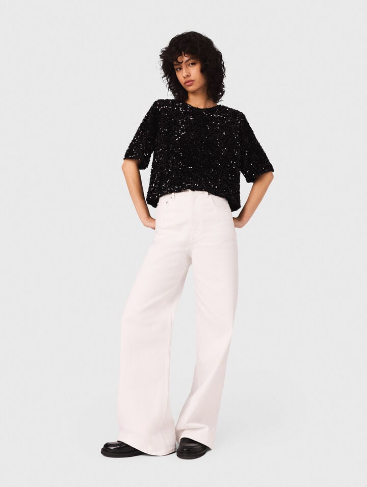 Top in velluto con paillettes