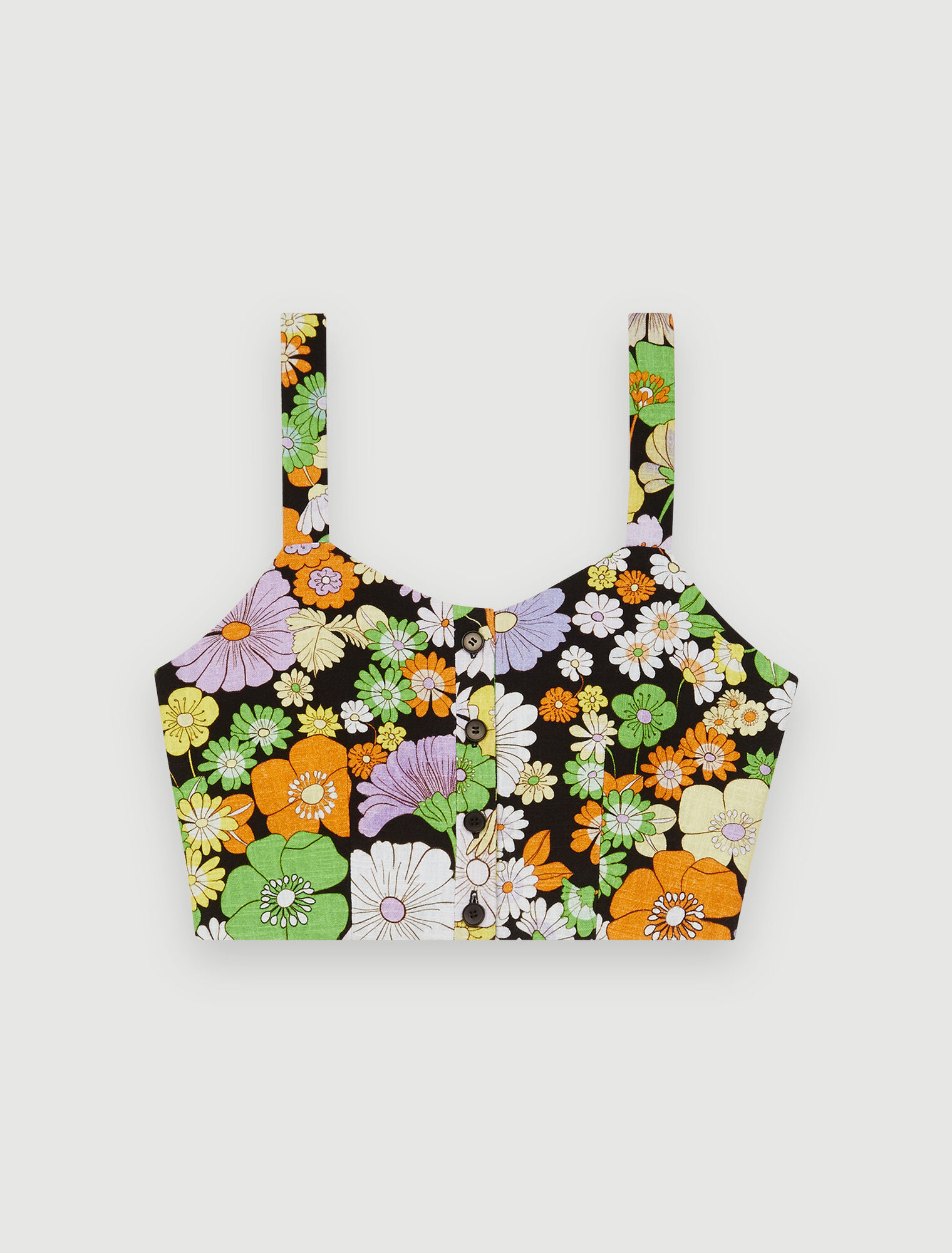 Crop top con stampa floreale anni '70