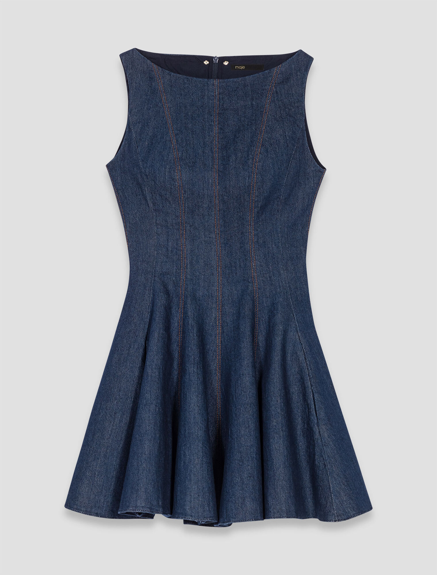 Abito corto in denim con volant