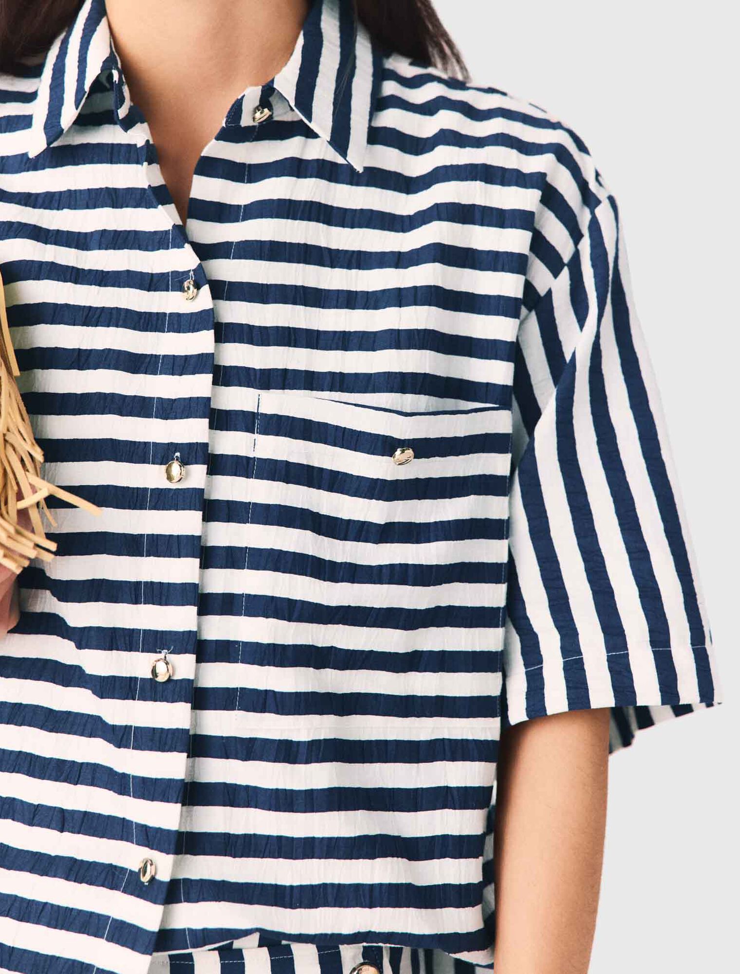 Camicia corta in misto lino