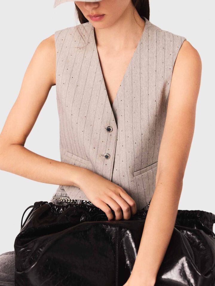 Panciotto da tailleur con strass