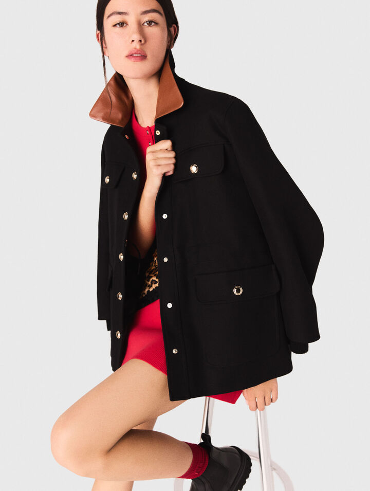 Parka collo in pelle