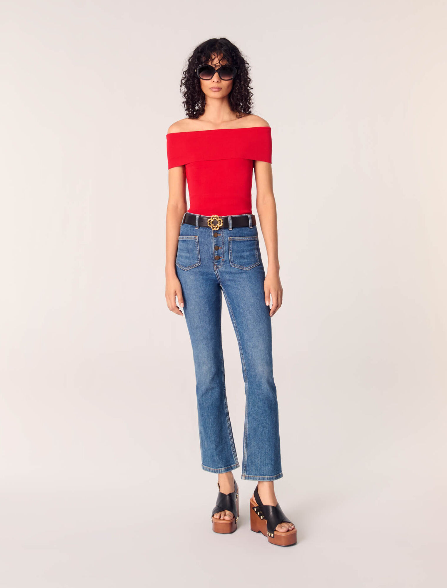 Top scollo bardot in maglia a coste