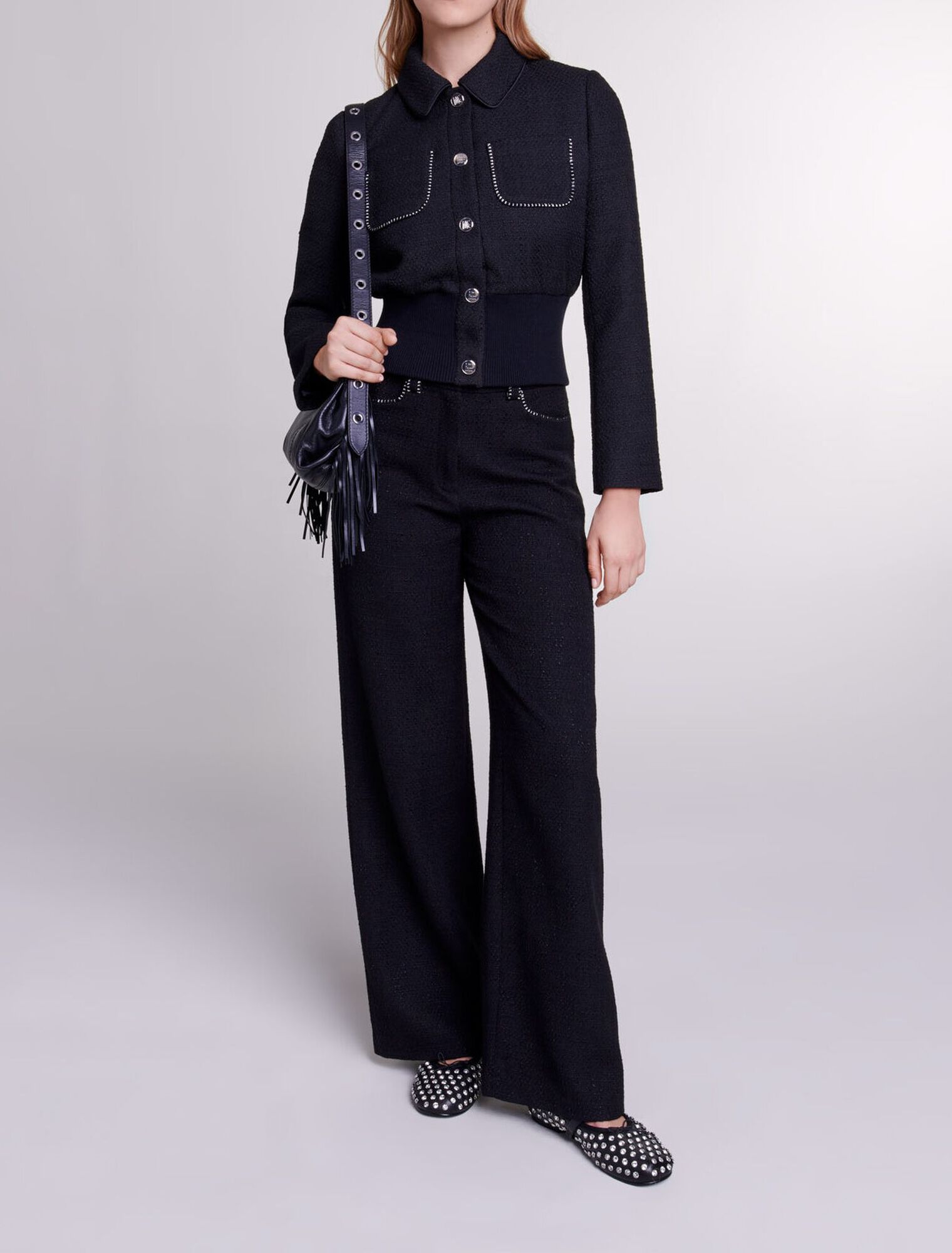 Pantaloni larghi in tweed