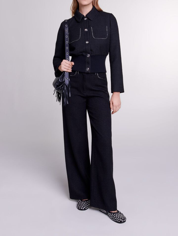 Pantaloni larghi in tweed